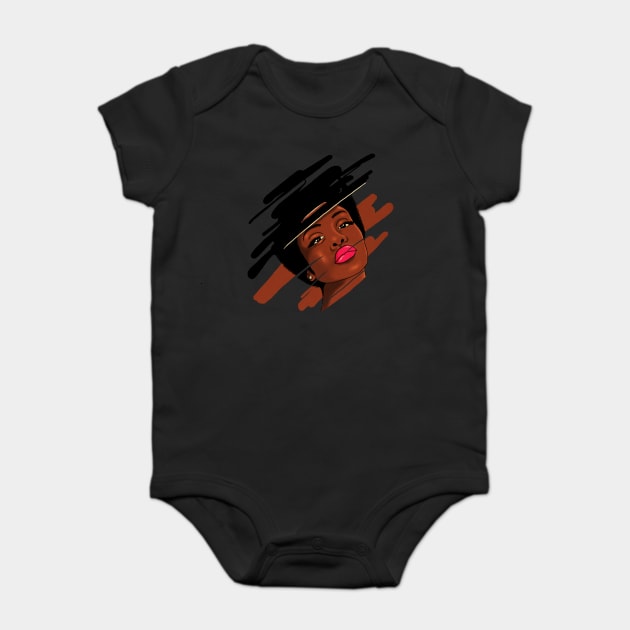 Beautiful Melanin, Afro African Woman with a brushstroke Baby Bodysuit by logiamerch